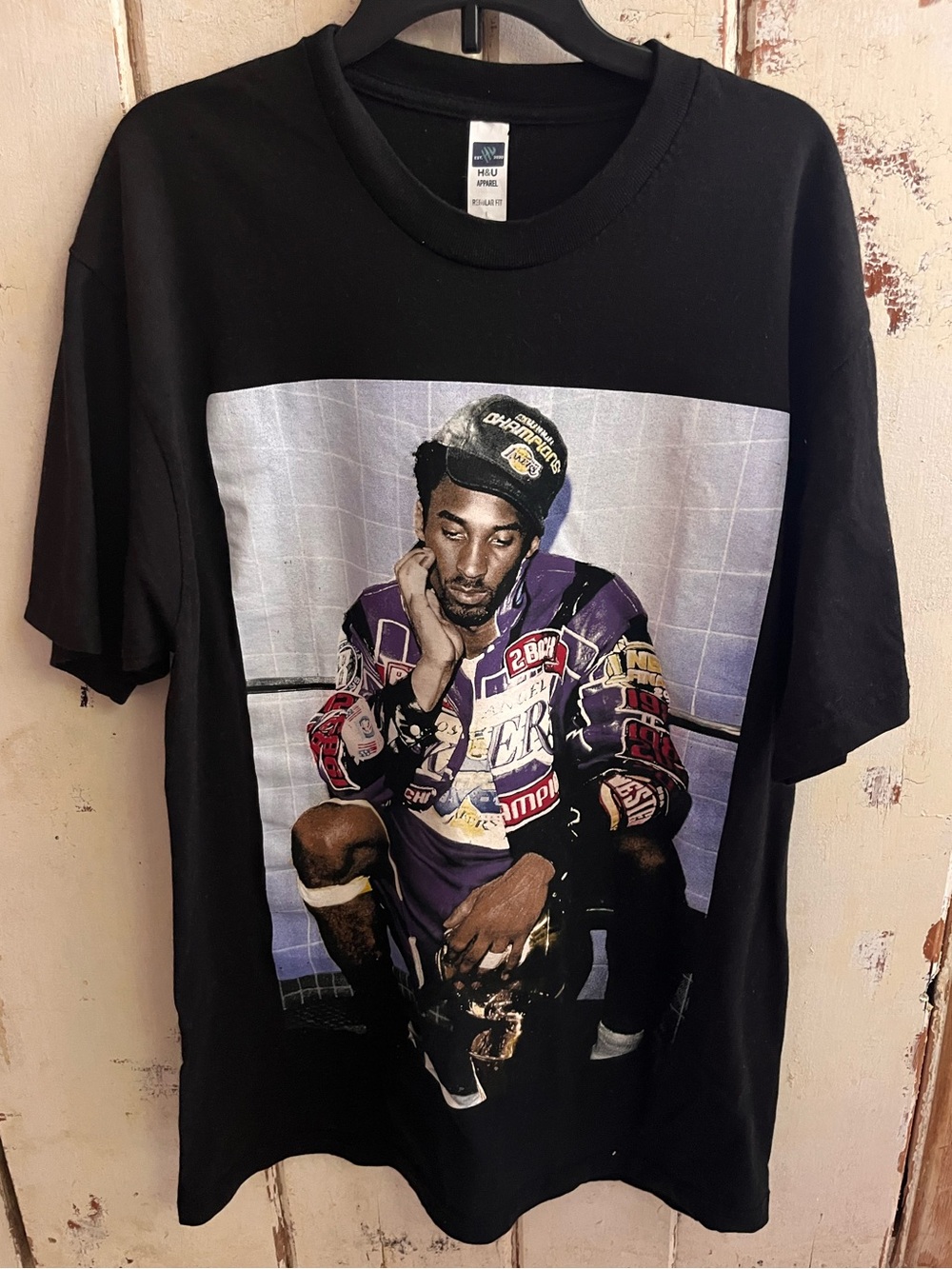 Black Graphic Men’s T-Shirt with Purple Print
